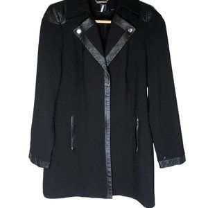 White House Black Market Lamb Leather Trimmed Pea Coat - Women's Medium